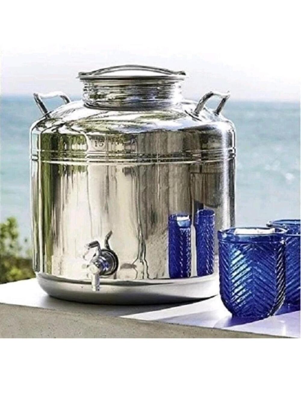 Stainless Steel Water Dispenser Container with Spigot 3.96 gallon jug 15 Liter